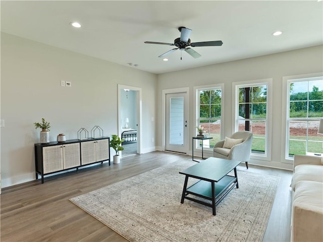 1003 Crossing Ct E, Valley, AL 36854 - living room with healthy amount of natural light, ceiling fan, wood finished floors, and recessed lighting