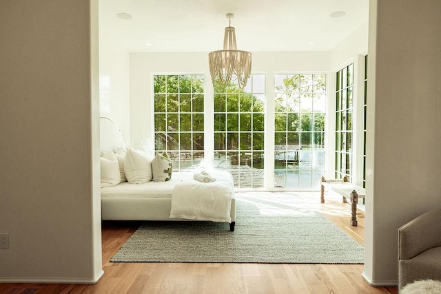 interior space with an inviting chandelier