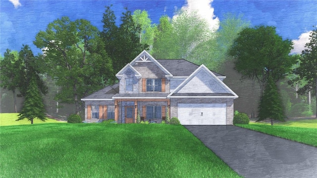 3127 Wymond Dr, Opelika, AL 36804 - view of front of house with asphalt driveway, a front yard, and an attached garage