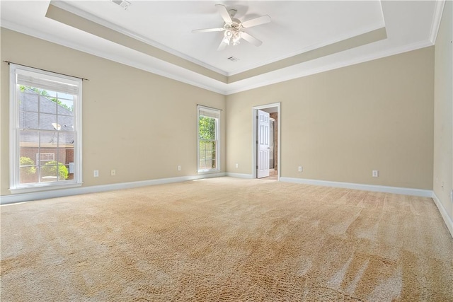 1817 Roanoke Ln, Auburn, AL 36830 - carpeted empty room with ornamental molding, a raised ceiling, plenty of natural light, and a ceiling fan