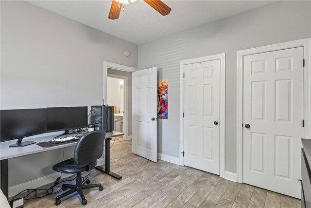 1630 Academy Dr Unit 402, Auburn, AL 36830 - office area featuring a ceiling fan and light wood finished floors
