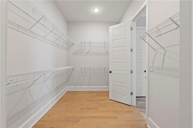 spacious closet featuring light wood-type flooring