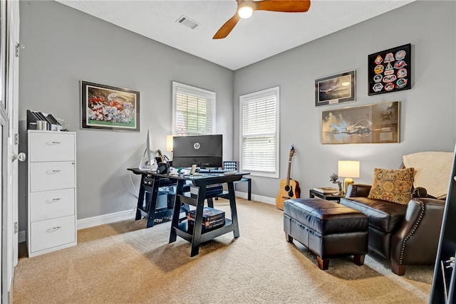 1939 Windway Rd, Auburn, AL 36830 - office space with light colored carpet, baseboards, and a ceiling fan