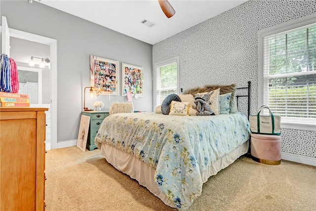 1939 Windway Rd, Auburn, AL 36830 - carpeted bedroom featuring baseboards, ceiling fan, and ensuite bathroom