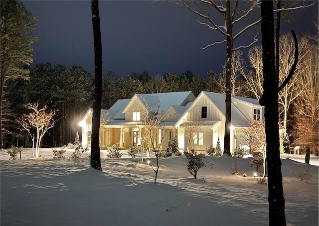 view of front of property featuring board and batten siding