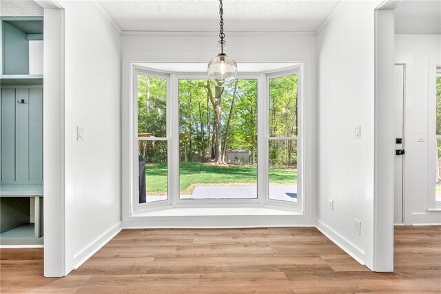 322 Cricket Ln, Auburn, AL 36832 - doorway with healthy amount of natural light, light wood-style flooring, crown molding, and a textured ceiling