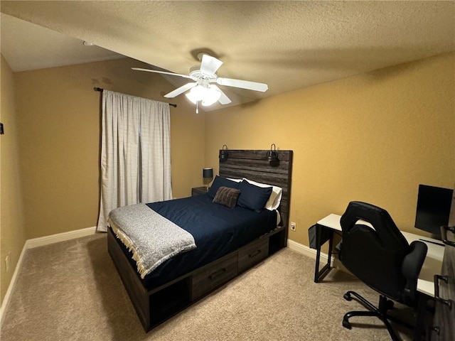 1336 Gatewood Dr, Auburn, AL 36830 - bedroom featuring carpet flooring, a textured ceiling, an office area, ceiling fan, and baseboards