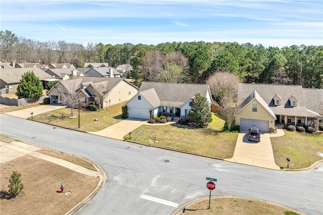 aerial view with a residential view