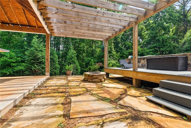 1806 Bluestone Ct, Auburn, AL 36830 - view of patio / terrace with a fire pit and a pergola