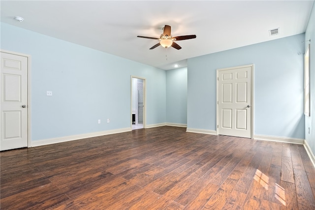 1806 Bluestone Ct, Auburn, AL 36830 - empty room with ceiling fan, dark wood finished floors, a smoke detector, and baseboards