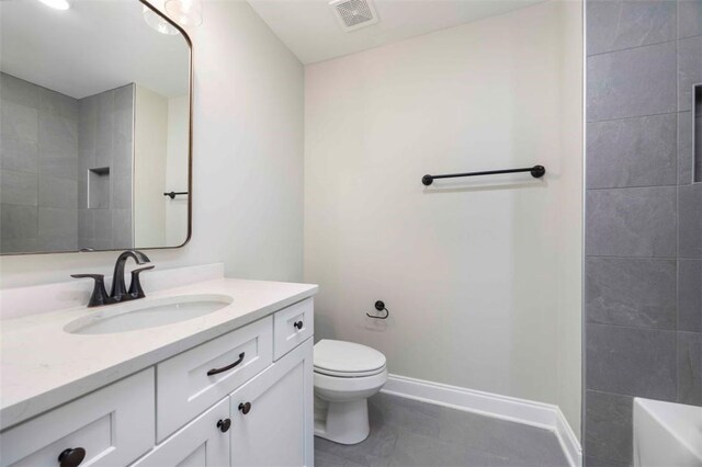 11884 Lee Road 188, Waverly, AL 36879 - bathroom featuring vanity, walk in shower, tile patterned floors, and toilet