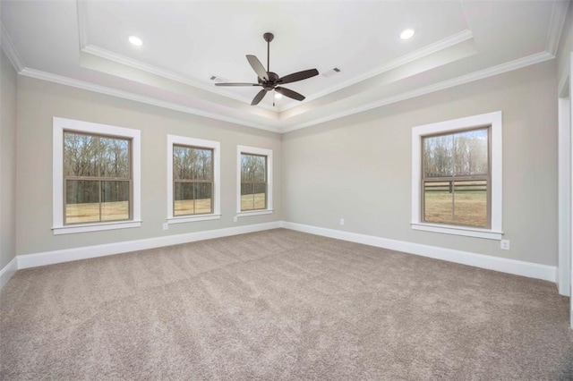 11884 Lee Road 188, Waverly, AL 36879 - carpeted spare room featuring ornamental molding, a raised ceiling, and ceiling fan