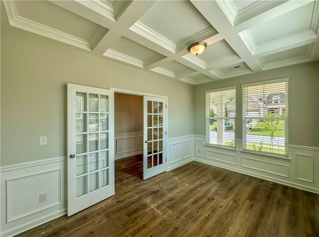 2248 Red Tail Ln, Auburn, AL 36879 - unfurnished sunroom with french doors, beamed ceiling, and coffered ceiling