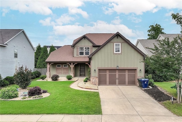 1931 Sequoia Dr, Auburn, AL 36879 - craftsman inspired home with board and batten siding, concrete driveway, a garage, a front yard, and stone siding
