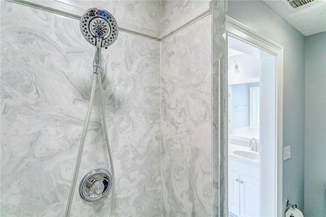 2331 Morgan Dr, Auburn, AL 36830 - bathroom view of a marble finish shower and vanity
