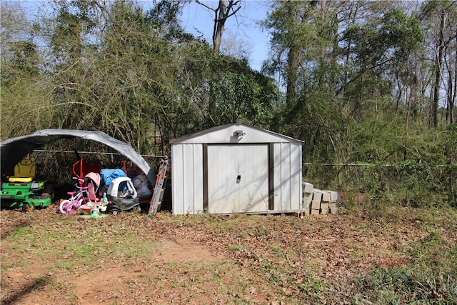 view of shed