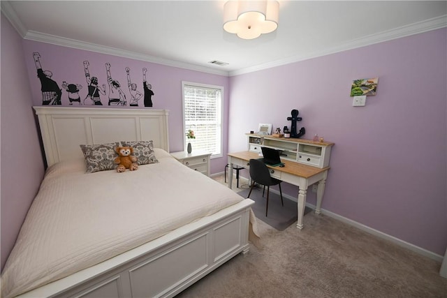 1798 Brookhaven Ct, Auburn, AL 36830 - carpeted bedroom featuring visible vents, baseboards, and crown molding