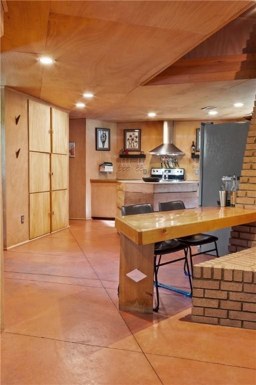 interior space featuring wooden ceiling