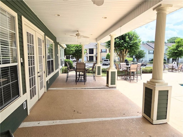 view of patio with ceiling fan