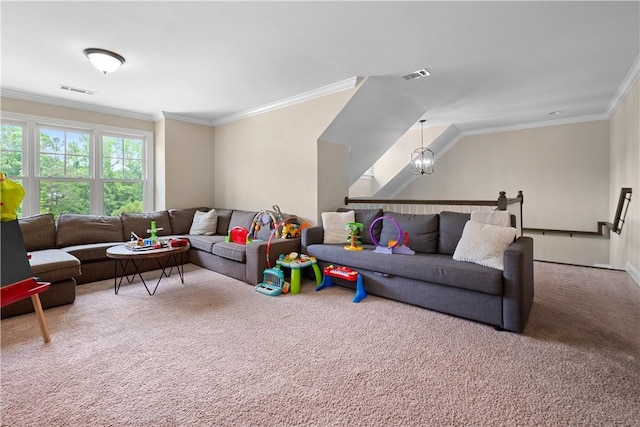 1195 Southridge Ct, Auburn, AL 36830 - carpeted living area with ornamental molding