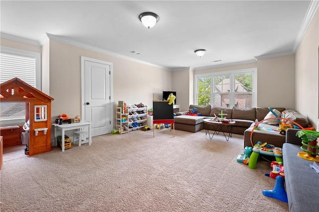 1195 Southridge Ct, Auburn, AL 36830 - game room featuring carpet and ornamental molding
