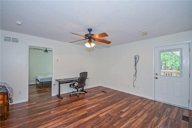 222 Green St, Auburn, AL 36830 - unfurnished office featuring ceiling fan, wood finished floors, and baseboards