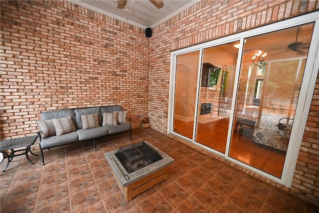 1618 Olivia Way, Auburn, AL 36830 - sunroom / solarium with a ceiling fan and an outdoor living space with a fire pit