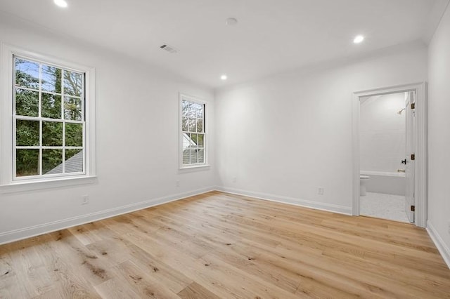 unfurnished room featuring light wood-type flooring and a healthy amount of sunlight