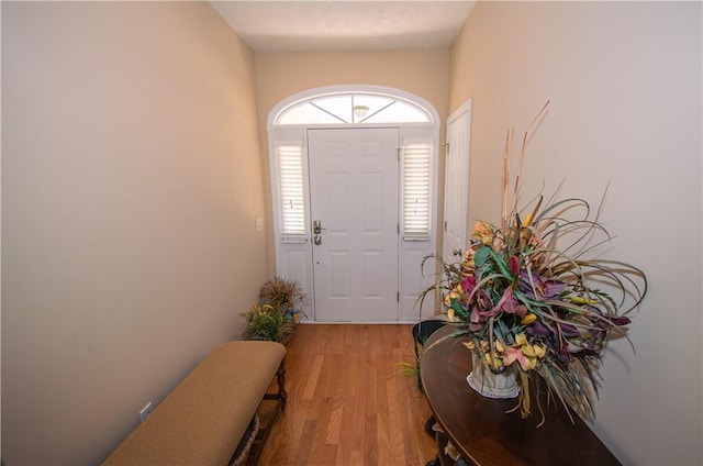 entryway with light hardwood / wood-style flooring