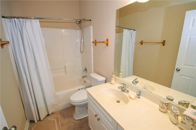 full bathroom with vanity, toilet, and shower / tub combo with curtain