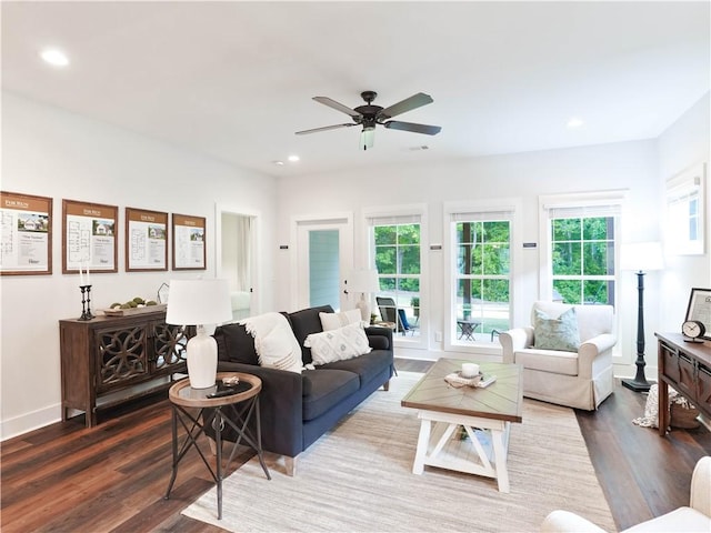 1021 Crossing Ct E, Valley, AL 36854 - living area with wood finished floors, a ceiling fan, plenty of natural light, and recessed lighting