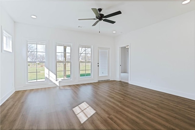1021 Crossing Ct E, Valley, AL 36854 - empty room featuring dark wood finished floors, recessed lighting, and ceiling fan