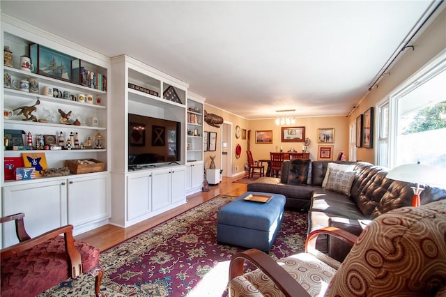 living room featuring light wood-type flooring