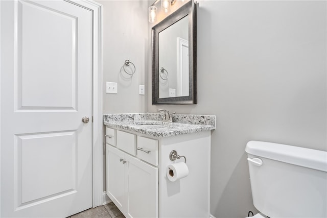 half bath featuring toilet and vanity