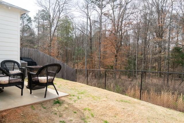 view of yard featuring a patio and a fenced backyard