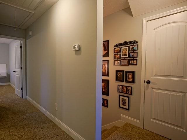 1201 Live Oak Cir, Opelika, AL 36801 - hall featuring attic access, carpet, and baseboards