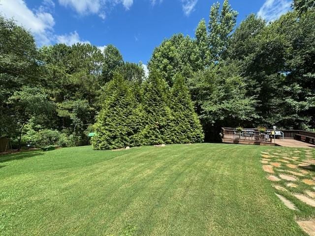 1201 Live Oak Cir, Opelika, AL 36801 - view of green lawn featuring a deck