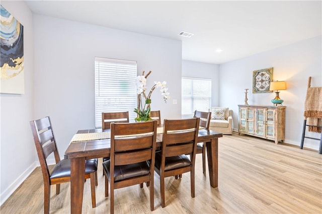 dining room with light hardwood / wood-style floors