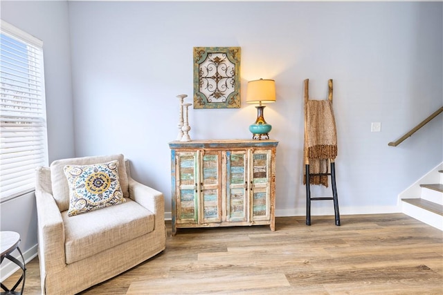sitting room featuring wood-type flooring