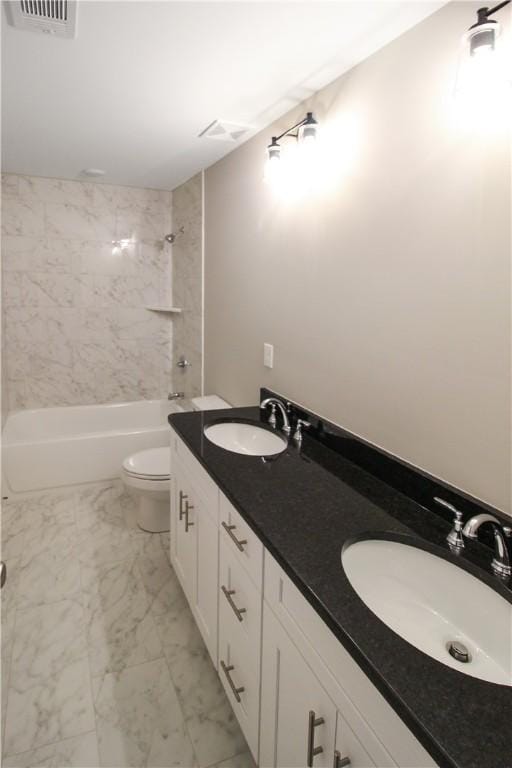 363 Lightness Dr, Auburn, AL 36832 - full bathroom featuring visible vents, a sink, and marble finish floor
