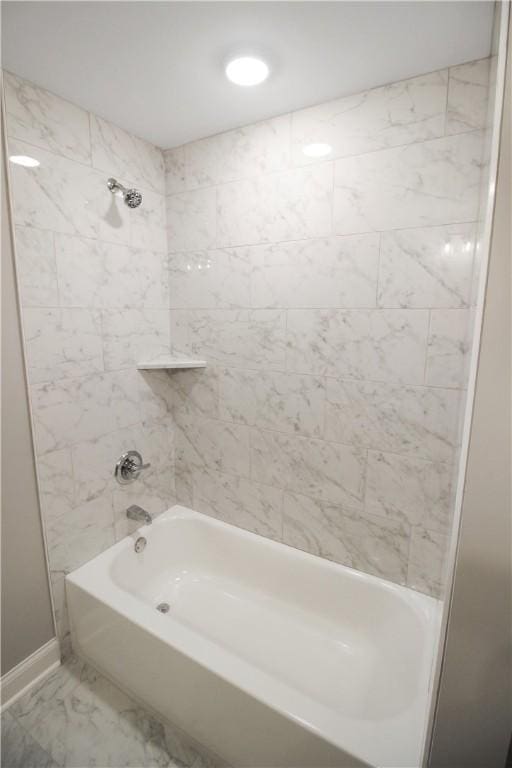 363 Lightness Dr, Auburn, AL 36832 - full bathroom with baseboards, marble finish floor, and tub / shower combination