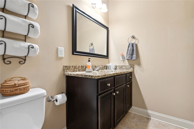 1107 Hampstead Ln, Opelika, AL 36801 - bathroom with baseboards, toilet, vanity, and tile patterned floors