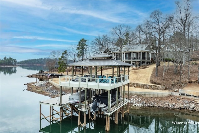 view of dock featuring a water view