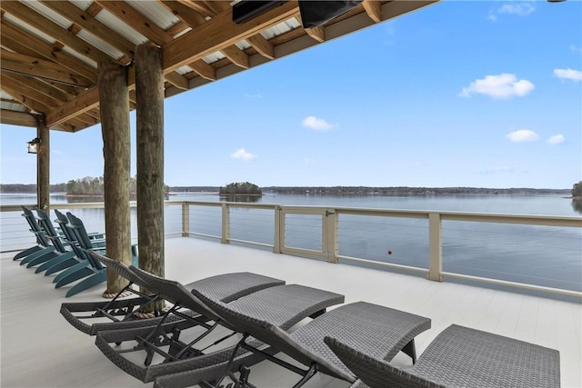 view of patio / terrace with a water view