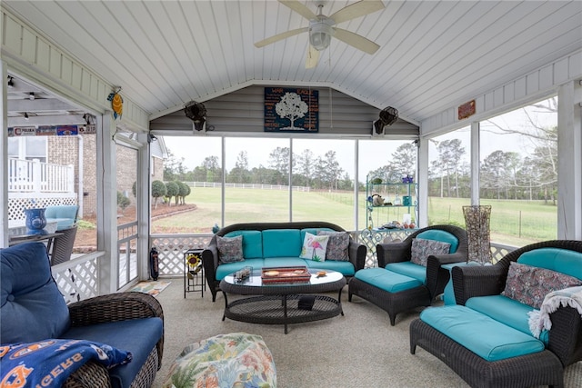 2500 Ridge Rd, Opelika, AL 36801 - sunroom with an outdoor hangout area, a ceiling fan, and plenty of natural light