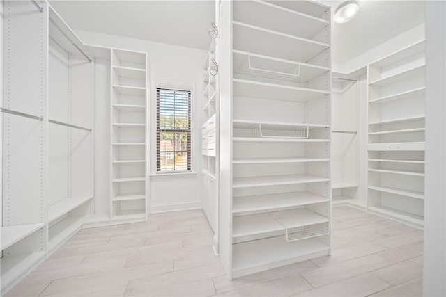 spacious closet with wood tiled floor