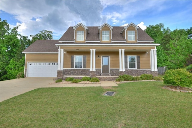 2472 Waterstone Cir, Auburn, AL 36832 - view of front of property with stone siding, concrete driveway, an attached garage, and a front yard
