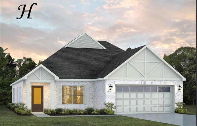 2691 Cantera Ct, Auburn, AL 36830 - view of front of house featuring driveway, a front yard, an attached garage, and roof with shingles
