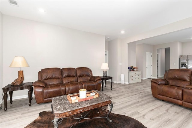 living room with light wood-type flooring