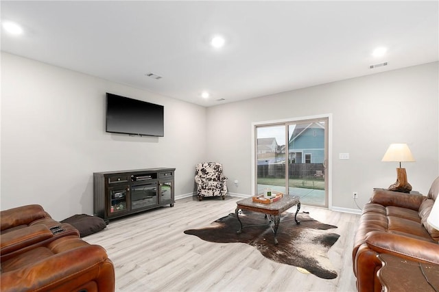 living room featuring light hardwood / wood-style floors